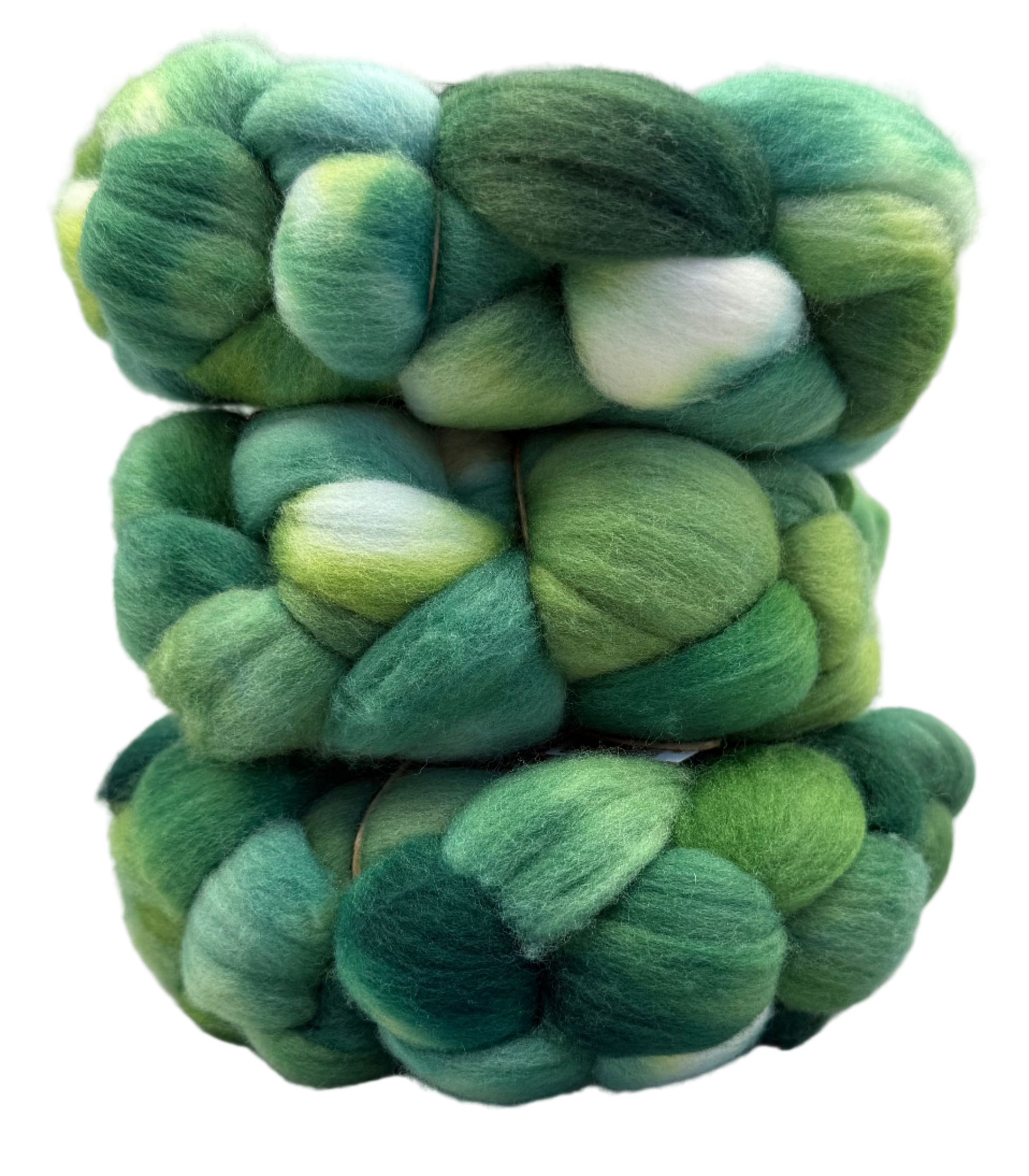 Stack of green fiber on a gray background