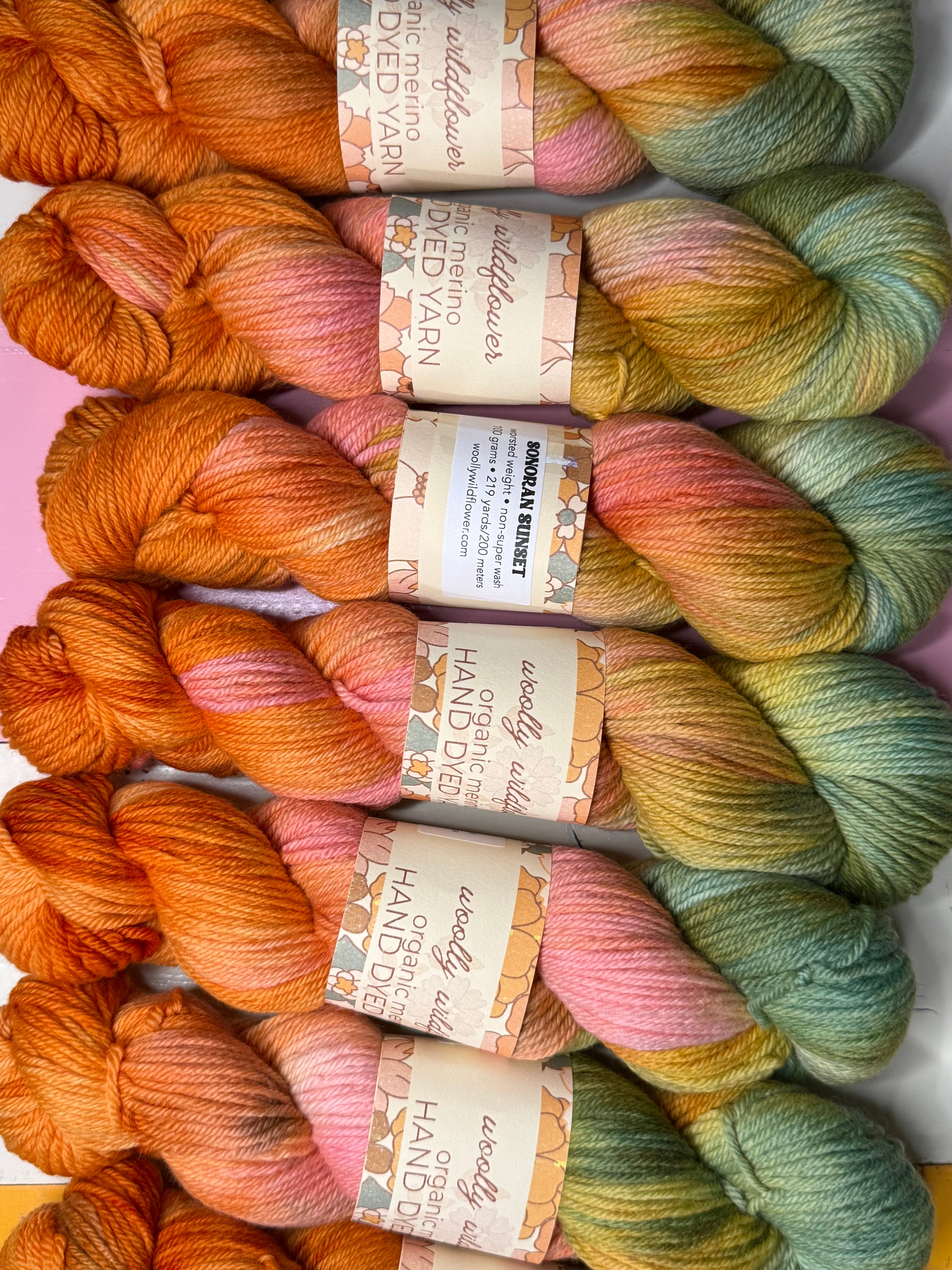 SONORAN SUNSET organic Merino worsted yarn
