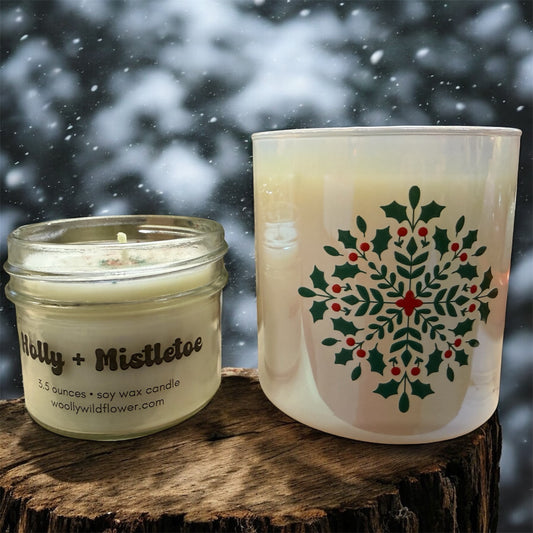 HOLLY + MISTLETOE soy wax candle